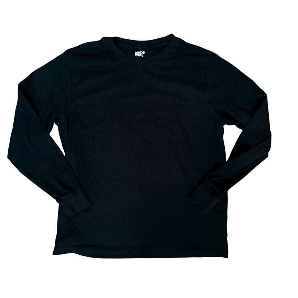 Lands’ End Super-T Men’s Medium Black Long Sleeve Shirt Cotton